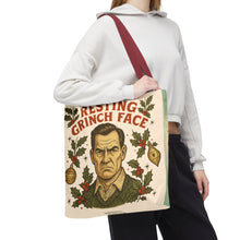 Load image into Gallery viewer, Copy of 2 Printed Sided Holiday Tote Bag - "Resting Grinch Face & Let's Get Lit"
