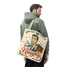 Load image into Gallery viewer, 2 Printed Sided Holiday Tote Bag - "I've Been Naughty" and "Keep Calm and Shop On"