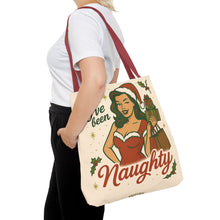 Load image into Gallery viewer, 2 Printed Sided Holiday Tote Bag - "I've Been Naughty" and "Keep Calm and Shop On"