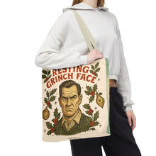 Load image into Gallery viewer, Copy of 2 Printed Sided Holiday Tote Bag - "Resting Grinch Face & Let's Get Lit"