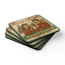 Load image into Gallery viewer, Personalized Name - Boozy & Bright Holiday 4 Piece Coaster Set