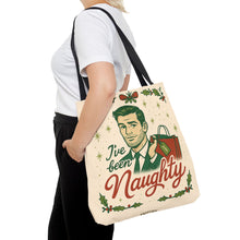 Load image into Gallery viewer, 2 Printed Sided Holiday Tote Bag - "I've Been Naughty" and "Keep Calm and Shop On"