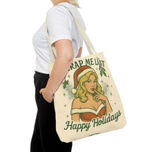 Load image into Gallery viewer, 2 Sided Design Holiday Tote Bag - "I've Been Naughty" and "Unwrap Me Last - Happy Holidays"