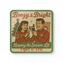 Load image into Gallery viewer, Personalized Name - Boozy & Bright Holiday 4 Piece Coaster Set