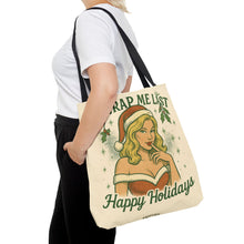 Load image into Gallery viewer, 2 Sided Design Holiday Tote Bag - "I've Been Naughty" and "Unwrap Me Last - Happy Holidays"