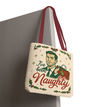 Load image into Gallery viewer, 2 Printed Sided Holiday Tote Bag - "I've Been Naughty" and "Keep Calm and Shop On"