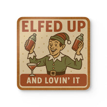 Load image into Gallery viewer, Festive Cork 4 Piece Coaster Set - 'Elfed Up & Lovin' It'