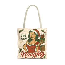 Load image into Gallery viewer, 2 Printed Sided Holiday Tote Bag - "I've Been Naughty" and "Keep Calm and Shop On"