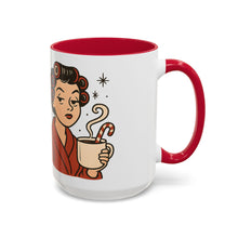 Load image into Gallery viewer, Festive Holiday Mug - "Resting Brew Face" Lady in Curlers