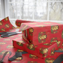 Load image into Gallery viewer, Christmas Wrapping Paper - Resting Grinch Face - Male Graphic with Red Background