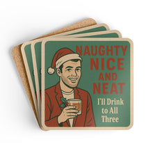Load image into Gallery viewer, Christmas Coaster 4 Piece Set - "Naughty, Nice, and Neat"