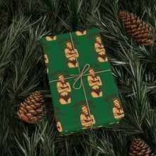 Load image into Gallery viewer, Stylish Vintage Holiday Male Pinup - "Unwrap Me First Design" - Dark Green Background