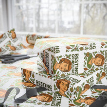 Load image into Gallery viewer, Christmas Wrapping Paper - Resting Grinch Face Lady Design - White Background