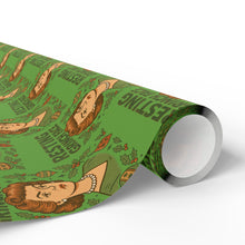 Load image into Gallery viewer, Holiday Wrapping Paper - Resting Grinch Face Lady Design - Green Background