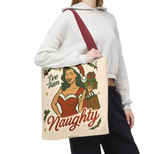 Load image into Gallery viewer, 2 Printed Sided Holiday Tote Bag - "I've Been Naughty" and "Keep Calm and Shop On"