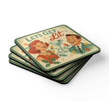 Load image into Gallery viewer, Let&#39;s Get Lit - 4 Piece Vintage Holiday Coaster Set
