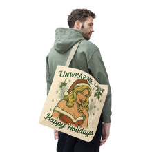 Load image into Gallery viewer, 2 Sided Design Holiday Tote Bag - &quot;I&#39;ve Been Naughty&quot; and &quot;Unwrap Me Last - Happy Holidays&quot;
