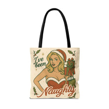 Load image into Gallery viewer, 2 Sided Design Holiday Tote Bag - &quot;I&#39;ve Been Naughty&quot; and &quot;Unwrap Me Last - Happy Holidays&quot;
