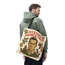 Load image into Gallery viewer, Copy of 2 Printed Sided Holiday Tote Bag - &quot;Resting Grinch Face &amp; Let&#39;s Get Lit&quot;
