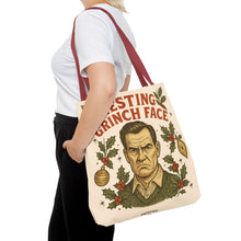 Load image into Gallery viewer, 2 Sided Printed Holiday Tote Bag - "Resting Grinch Face &amp; Keep Calm &amp; Shop On"
