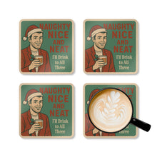 Load image into Gallery viewer, Christmas Coaster 4 Piece Set - &quot;Naughty, Nice, and Neat&quot;
