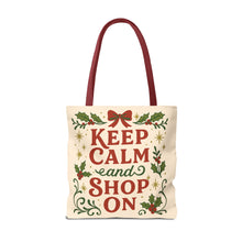 Load image into Gallery viewer, 2 Printed Sided Holiday Tote Bag - &quot;I&#39;ve Been Naughty&quot; and &quot;Keep Calm and Shop On&quot;
