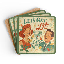 Load image into Gallery viewer, Let&#39;s Get Lit - 4 Piece Vintage Holiday Coaster Set
