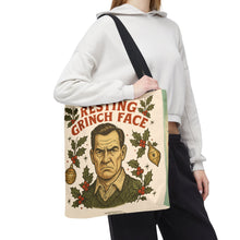 Load image into Gallery viewer, Copy of 2 Printed Sided Holiday Tote Bag - &quot;Resting Grinch Face &amp; Let&#39;s Get Lit&quot;
