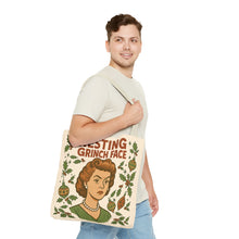 Load image into Gallery viewer, 2 Printed Sided Holiday Tote Bag - &quot;Resting Grinch Face &amp; All I want for Christmas is a bigger Trunk&quot;
