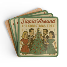 Load image into Gallery viewer, Vintage Christmas Coaster Set - Sippin&#39; Around the Christmas Tree
