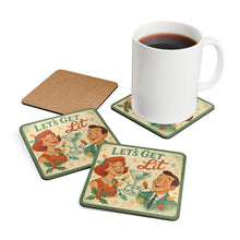 Load image into Gallery viewer, Let&#39;s Get Lit - 4 Piece Vintage Holiday Coaster Set
