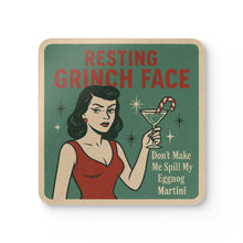 Load image into Gallery viewer, Holiday Corkwood Coaster 4 piece Set - Resting Grinch Face
