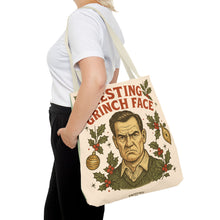 Load image into Gallery viewer, Copy of 2 Printed Sided Holiday Tote Bag - &quot;Resting Grinch Face &amp; Let&#39;s Get Lit&quot;
