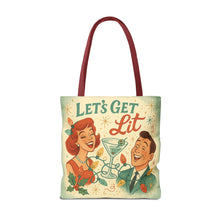 Load image into Gallery viewer, Copy of 2 Printed Sided Holiday Tote Bag - &quot;Resting Grinch Face &amp; Let&#39;s Get Lit&quot;
