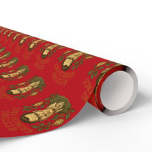 Load image into Gallery viewer, Christmas Wrapping Paper - Resting Grinch Face - Male Graphic with Red Background
