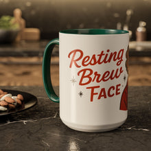 Load image into Gallery viewer, Festive Holiday Mug - &quot;Resting Brew Face&quot; Lady in Curlers
