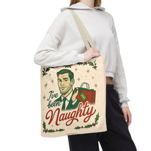 Load image into Gallery viewer, 2 Printed Sided Holiday Tote Bag - &quot;I&#39;ve Been Naughty&quot; and &quot;Keep Calm and Shop On&quot;
