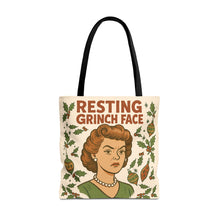 Load image into Gallery viewer, 2 Printed Sided Holiday Tote Bag - &quot;Resting Grinch Face &amp; All I want for Christmas is a bigger Trunk&quot;
