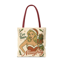 Load image into Gallery viewer, 2 Sided Design Holiday Tote Bag - &quot;I&#39;ve Been Naughty&quot; and &quot;Unwrap Me Last - Happy Holidays&quot;
