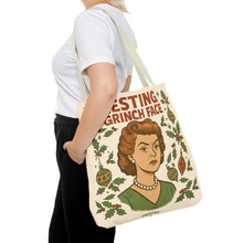 Load image into Gallery viewer, 2 Printed Sided Holiday Tote Bag - &quot;Resting Grinch Face &amp; All I want for Christmas is a bigger Trunk&quot;
