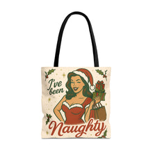 Load image into Gallery viewer, 2 Printed Sided Holiday Tote Bag - &quot;I&#39;ve Been Naughty&quot; and &quot;Keep Calm and Shop On&quot;
